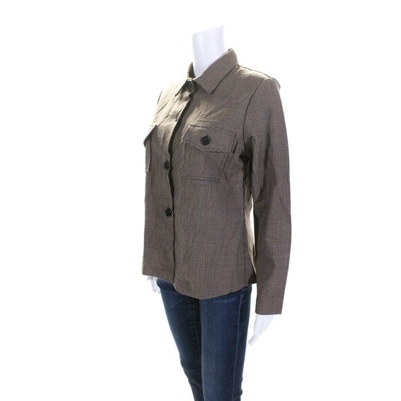 Chaiken and Capone Womens Vintage Glen Check Button Up Jacket Brown Size 8 - Picture 2 of 6